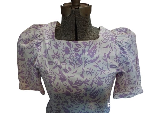 Vtg Laura Ashley Sz 8 Cotton Short Puff Sleeve Floral Midi Dress Prairie Cottage - Picture 5 of 11