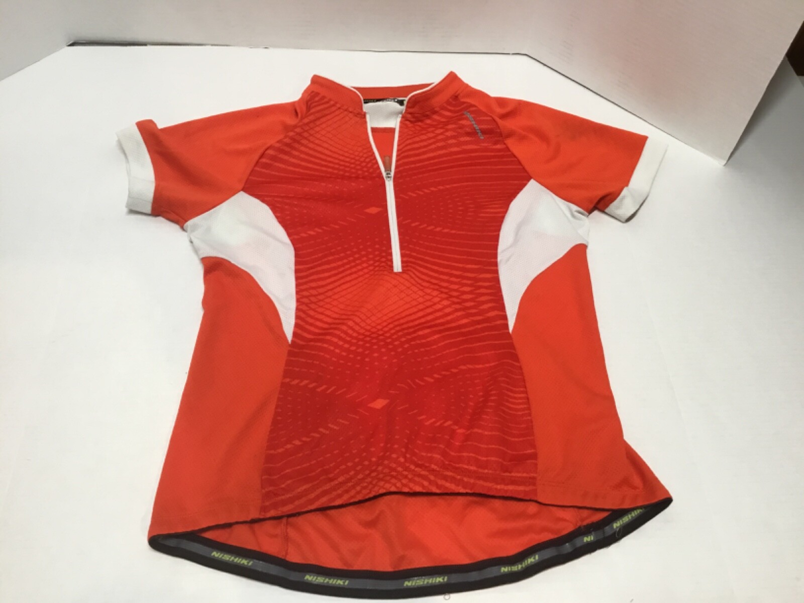 Nishiki Jersey Women's Medium Orange Cycling Shirt pockets