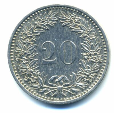 Switzerland 20 rappen 1985 Combined Shipping XF | eBay