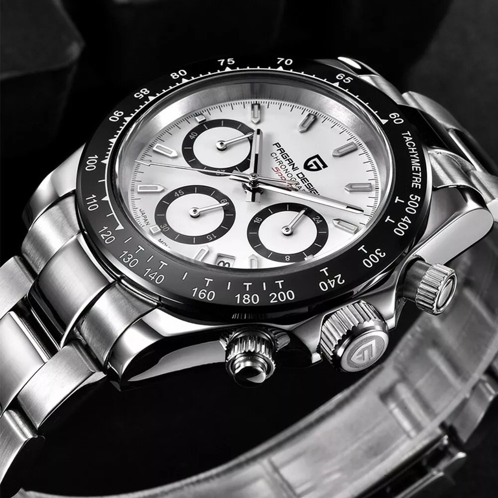 Montres Pagani Design en acier inoxydable chronographe montre japonaise tanche