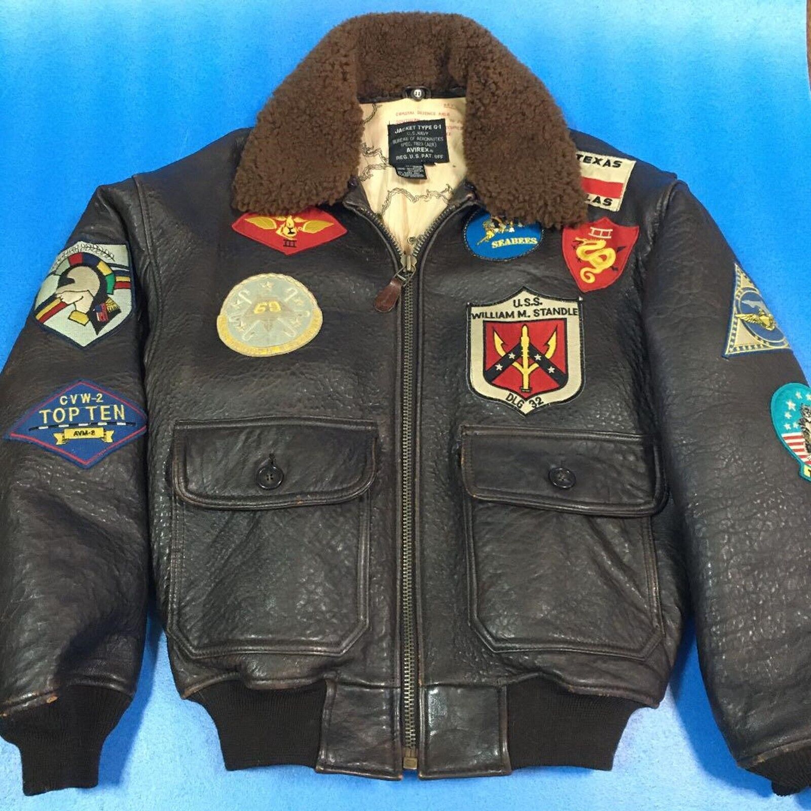 Avirex Top Gun Type G-1 Tom Cruise Leather Flight Jacket SPEC.7823 S