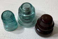 Vintage lot of 3 INSULATOR WHITTALL TATUM No. 1 Blue MADE IN USA 14 plus