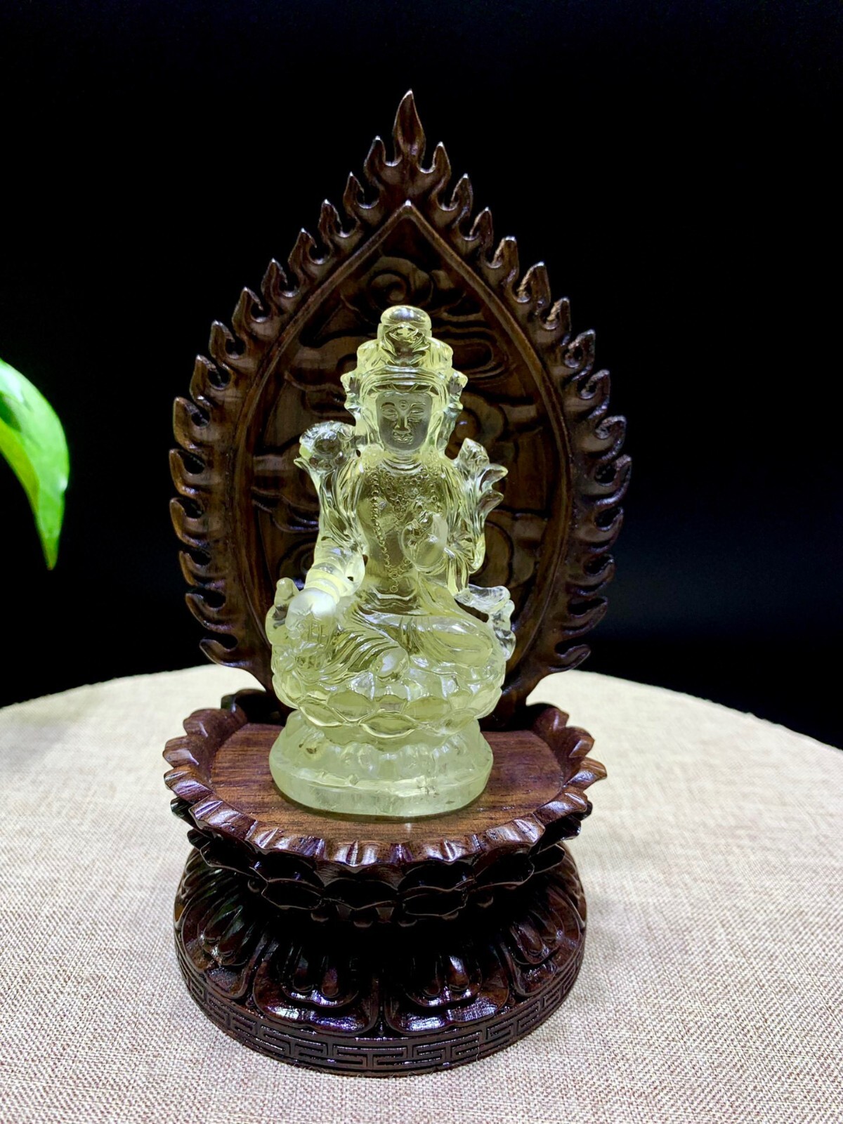Natural Citrine Crystal Tibetan Buddhism Carving Statue Featuring Vajrasattva Tara and GuanYin for Spiritual Decor