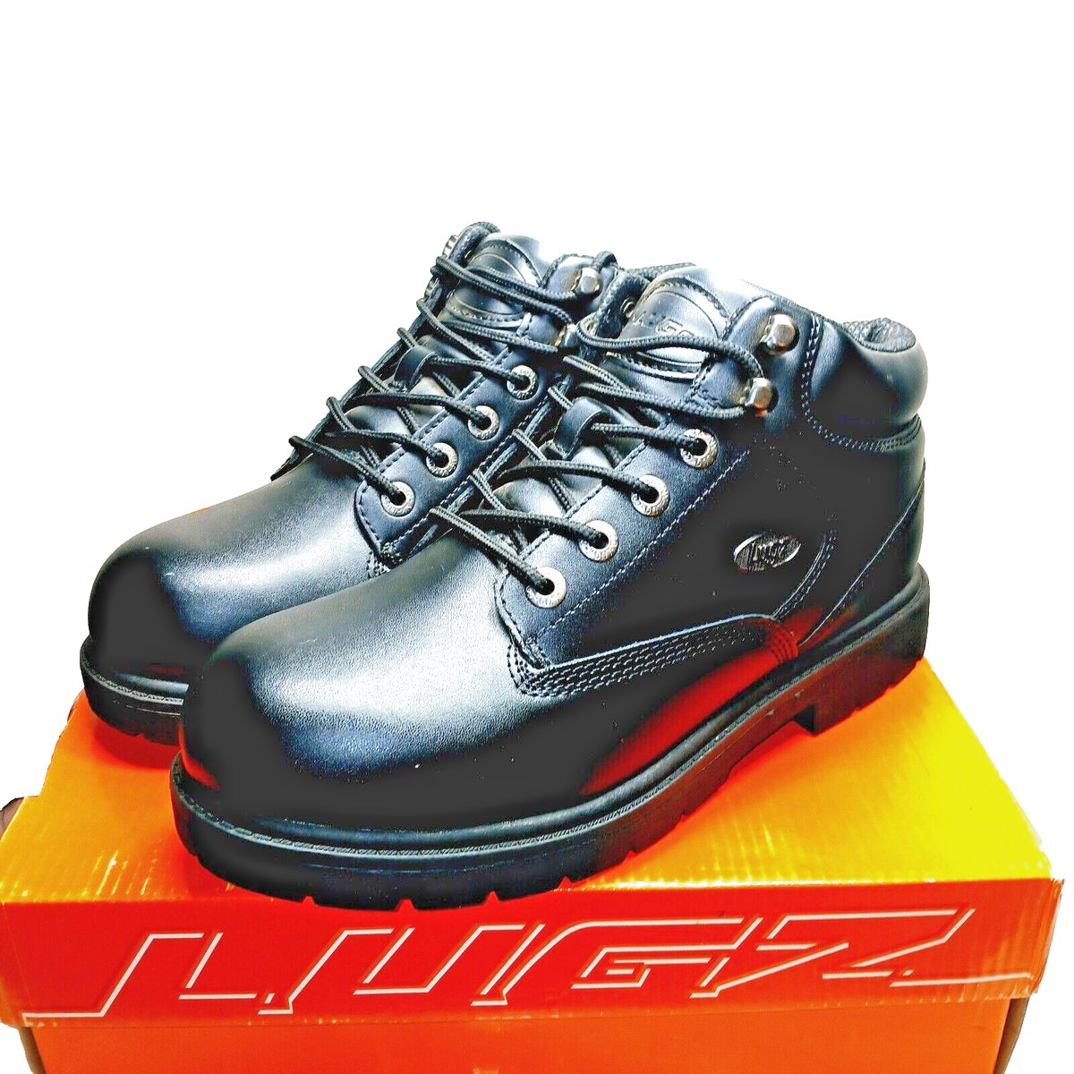 Lugz Black Rugged Work Boots LUGZ Work Force men work boots shoe sizes 9 M-W black faux  main image 4