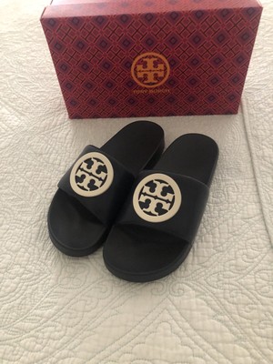 tory burch lina slide cream and black