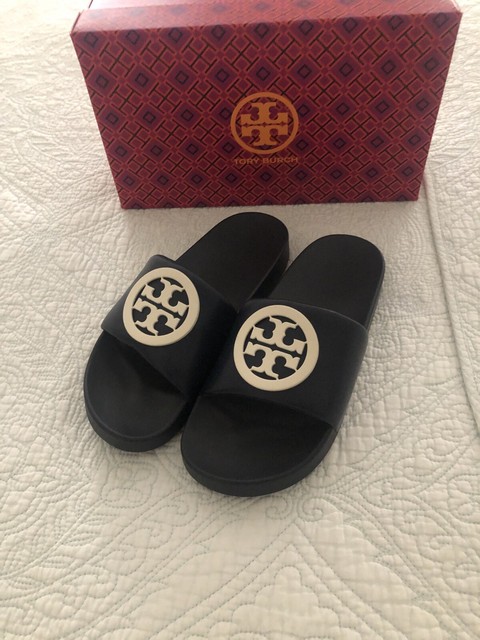 tory burch lina slides black