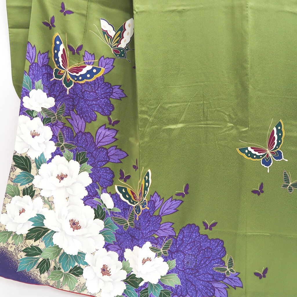 9679J3 Silk Japanese Kimono Furisode Peony Butterfly | eBay
