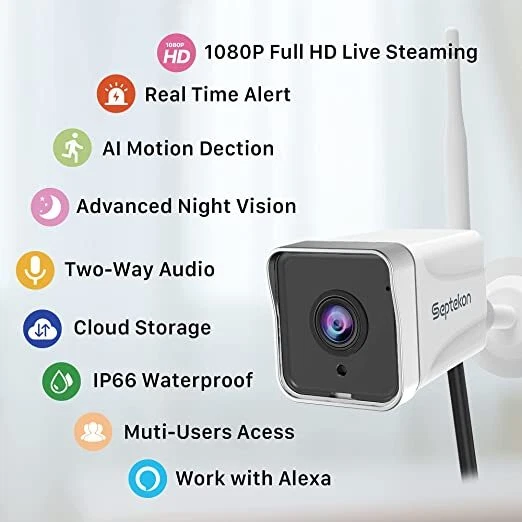Security Camera Outdoor, Septekon 1080P CCTV Camera Wireless WiFi , Waterproof  - Image 2 of 4