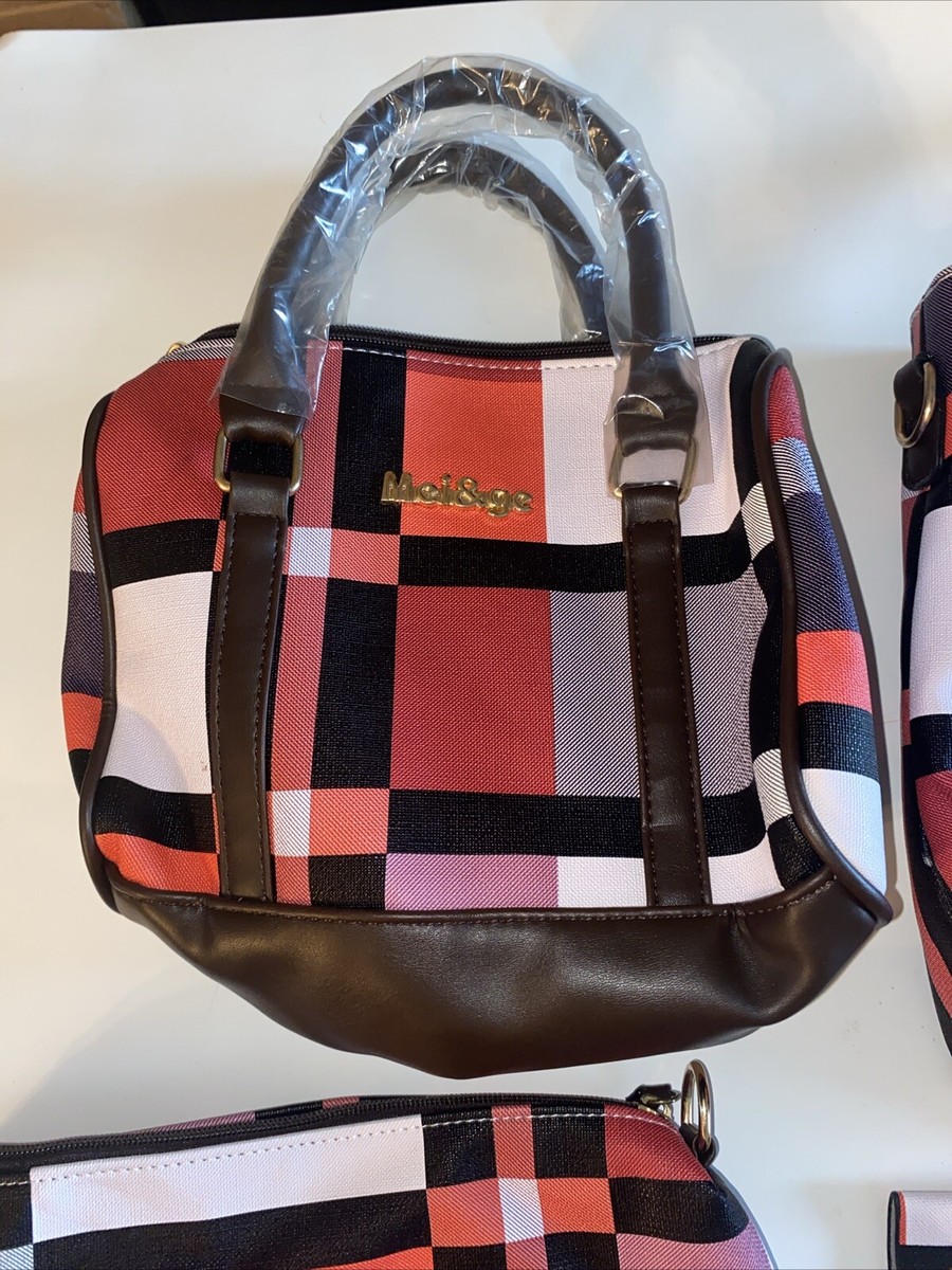 Beautiful Multicolor Plaid Mei & Ge 6 Piece Bag Lot | eBay