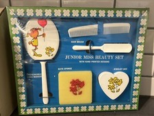 Vintage Girl's Junior Miss Beauty Plastic Vanity USA Mirror Brush Comb Mirror