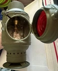 ANTIQUE DIETZ WW1 U.S. MILITARY OR AMBULANCE VEHICLE LANTERN WITH RED LENS