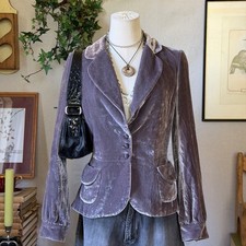 Purple Silk Blend Velvet Blazer Jacket Whimsygoth Vintage 4 Dark Romantic Fem