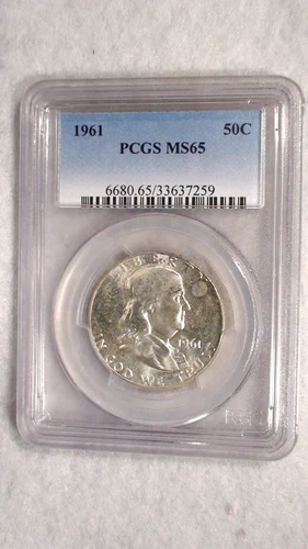 1961 FRANKLIN HALF PCGS MS65 GEM UNCIRCULATED 50C Coin BUY IT NOW!