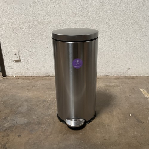 simplehuman 30L Round Step Trash Can CW1810 Brushed Stainless Steel - Picture 1 of 3