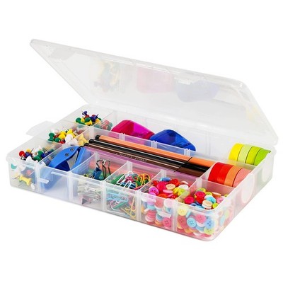 18 Grids Plastic Organizer Box with Dividers, Clear Compartment Container Sto...