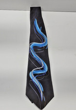 J. Garcia Courtyard Performance Collection Fifty-Two Neck Tie Blue Squiggle Line