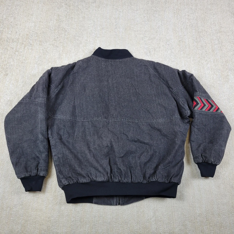 Chaqueta de bombardero vaquera vintage Rode Walker para hombre L negra suroeste cremallera completa EE. UU. Foto 2 de 4