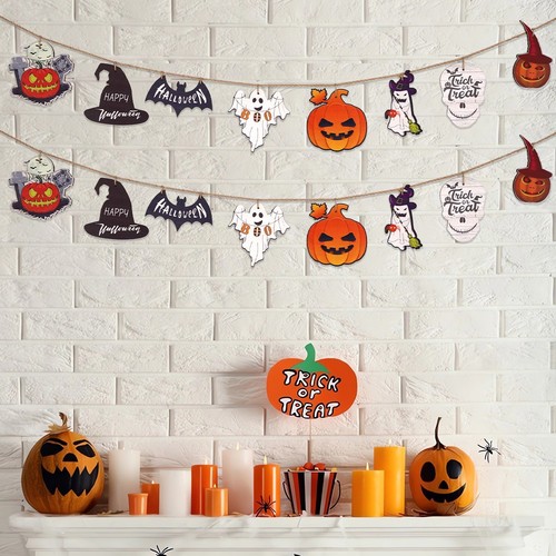 Décor Halloween En Feutrine 0.85 M - Guirlande Sorcière Orange Et Noir Pour Maison, Fête Enfants - 6