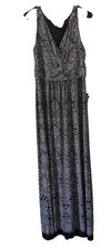 Chaps Maxi Dress  XL Black & White Sleeveless Stretch A-Line Boho Chic
