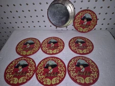 VINTAGE COCA COLA COMPANY COKE SODA 6 DRINK COASTERS TIN OLD LOGO  See Pictures