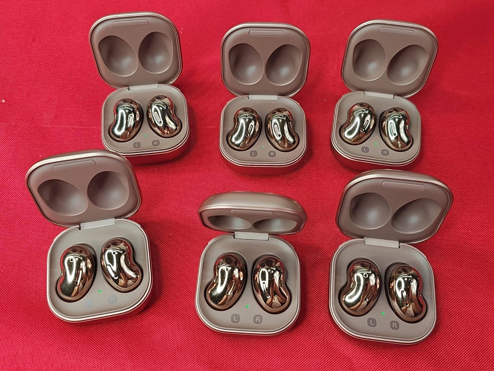Samsung Galaxy Buds Live SM-R180, set, Mystic Bronze, w/ charging case Lot Of 6