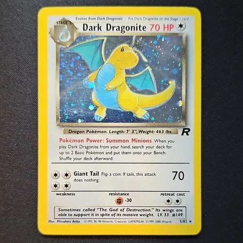 Pokémon Dark Dragonite 5/82 Team Rocket Holo Rare 70HP Stage 2 English TCG