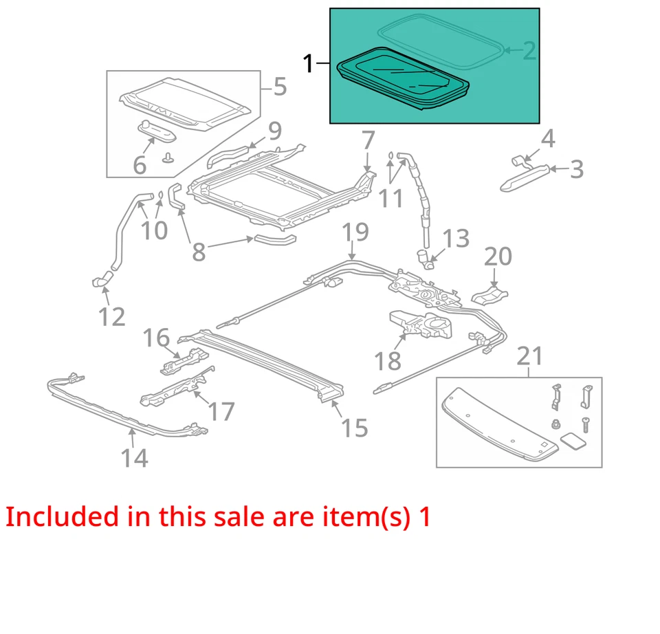 2010-2015 Honda Accord Crosstour Front Sunroof Glass Only OEM - Image 3 of 4