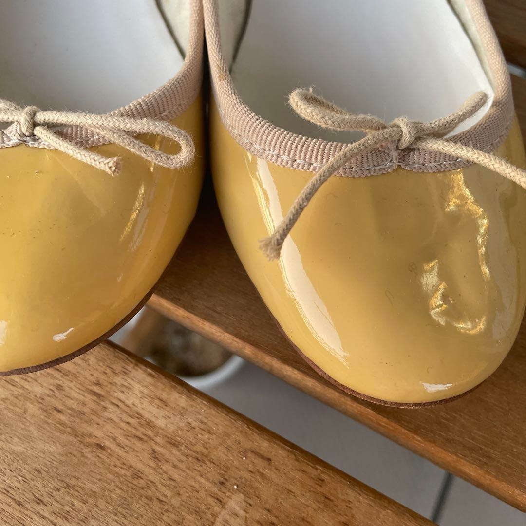 repetto Ballet shoes Ribbon Flat Yellow Patent Leather Size