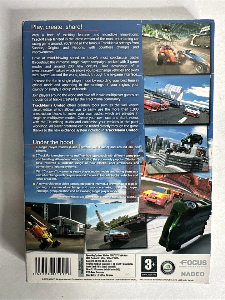 PC Trackmania United Windows 2000, XP, Vista 2006 RARO FUERA DE SERVICIO DIFÍCIL DE ENCONTRAR Foto 2 de 3