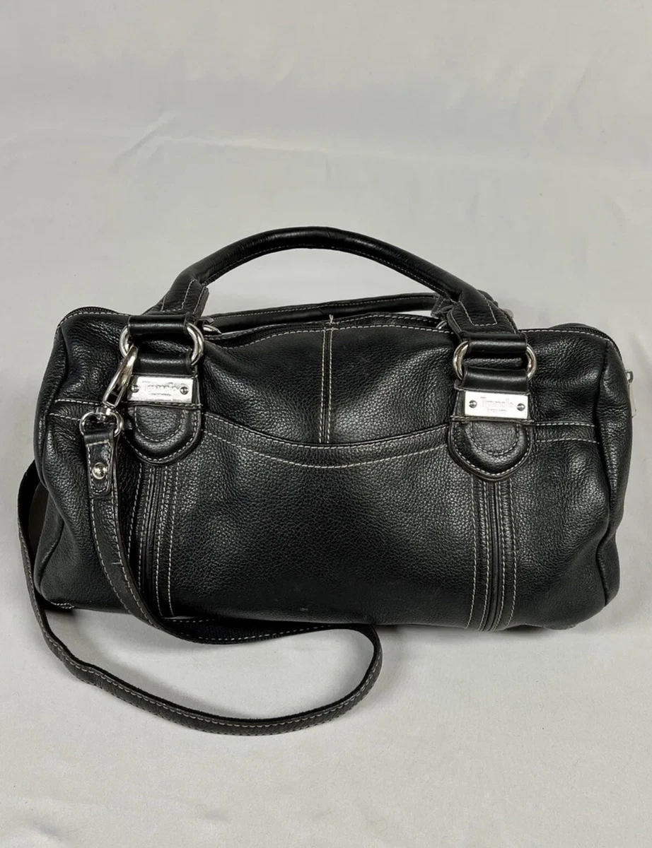 TIGNANELLO BLACK PEBBLE LEATHER DOUBLE HANDLE PURSE 16 X 8 eBay