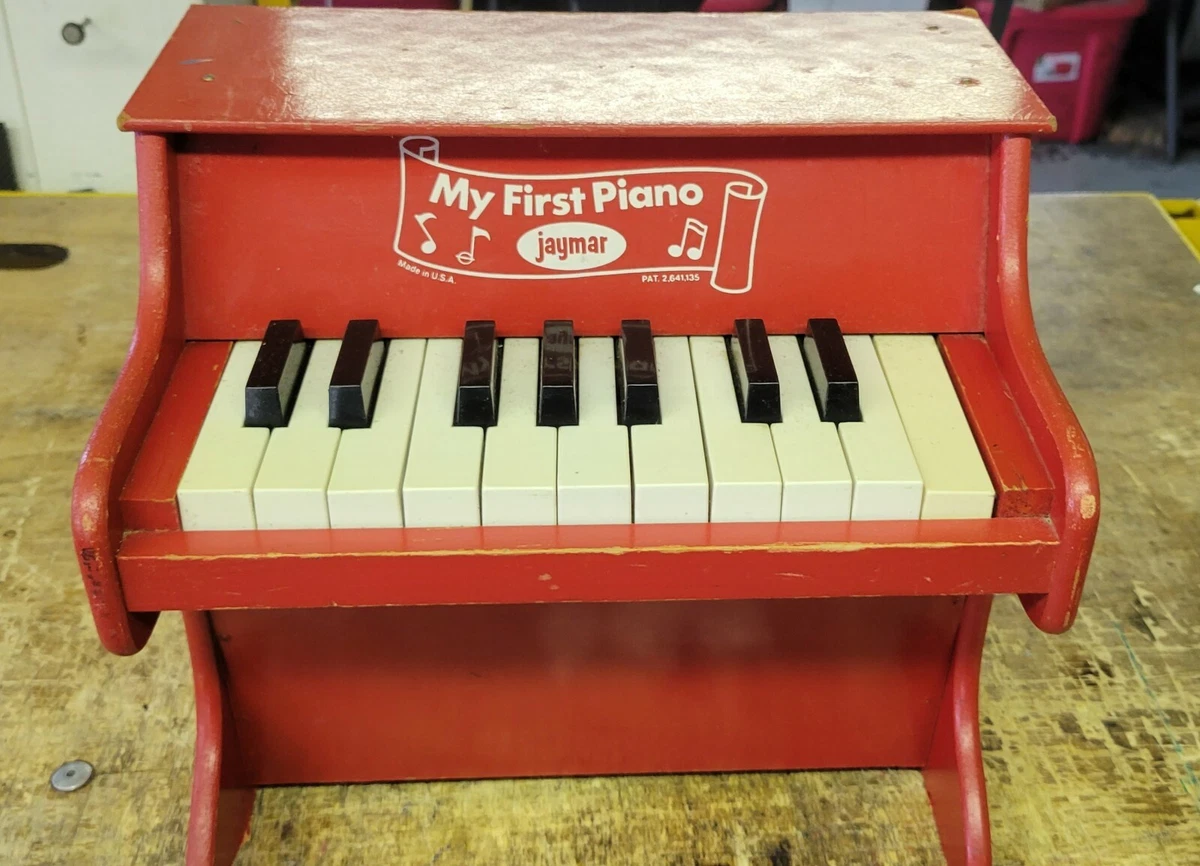 Vintage JAYMAR Red Upright My First Piano 18 Keys CHILD Learning Toy MADE USA