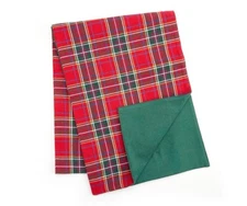 Winter Wonder Lane Santa's Workshop Green Plaid Reversible Table Runner 72x13 in
