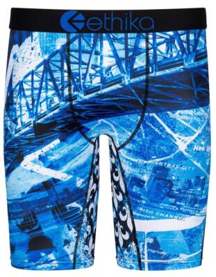 Ethika the Staple Holly Grove Map Street Signs Blue Black Long Boxer Men's NWT