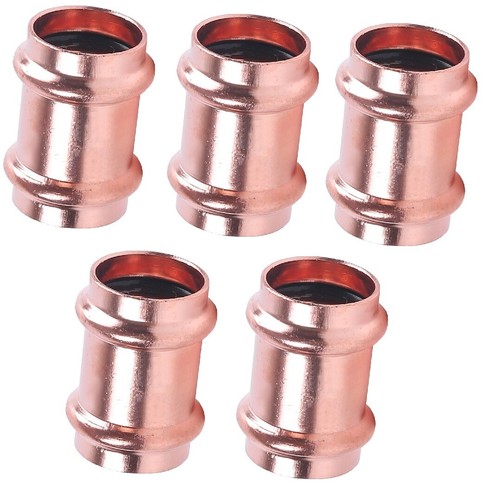 (5) 1" Press Copper Fittings Propress Press Slip Coupling No Pipe Tube Stop.