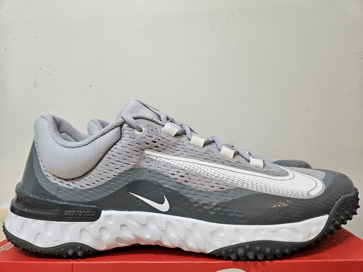 Nike Alpha Huarache Elite 4 Turf Baseball Shoes Grey White Mens Sz