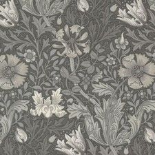 Ebony Suite By Barbara Brackman For Moda - Charcoal Compton Floral 8383-14