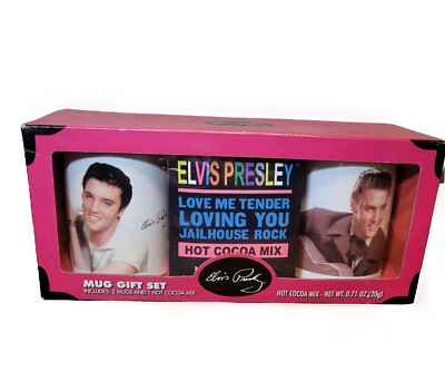 Elvis Presley Love Me Tender Set Of 2 Coffee Cup Mugs In Box 