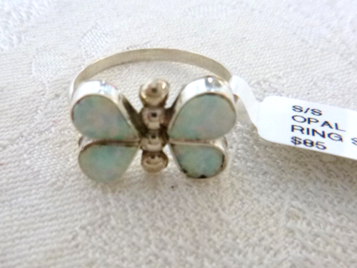 Signed Zuni Swain Charlie Opal Butterfly Ring Sterling Silver Size 7 - Picture 1 of 4
