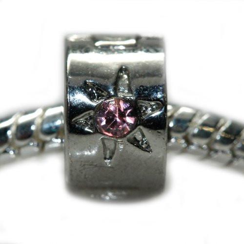 Green Rhinestone Clip Lock Stopper Bead For European Charm Bracelets - Fits Pandora, Troll, Chamilia