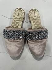 Birdies Songbird Snow Crystal Mule Women's 8 Champagne Velvet Bridal Slipper