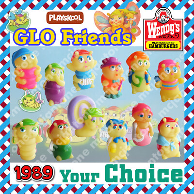 Wendy's 1989 GLO FRIENDS Playskool Globug BUG Worm Finger Puppet YOUR Toy CHOICE