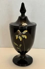Fenton Art Glass Black “Midnight Garden” Lidded Compote, 100th Anniversary
