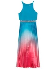 Rare Editions Girls Ombre Pleated Charmeuse Dress