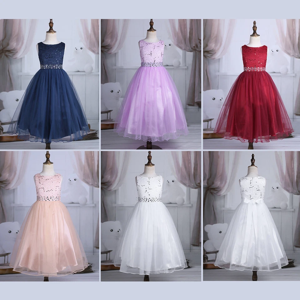 Vestido Floral Niñas Fiesta Boda Concurso Dama de honor Princesa Vestido Formal Maxi Foto 3 de 3