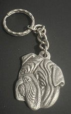 I Love My Bulldog Dog Vintage Rawcliffe Pewter Keychain 1982