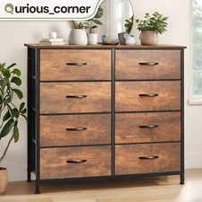 8 Drawers Wood Dresser Fabric Tower Organizer Chest Cabinet Nightside Furniture