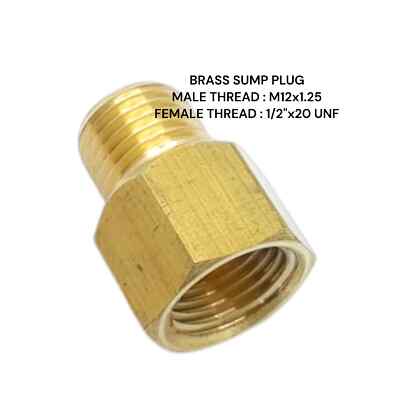 M12x1,25 Stecker auf 1/2'' UNF Buchse Messing Sumpf Adapter Öltemperaturanzeige Sensor