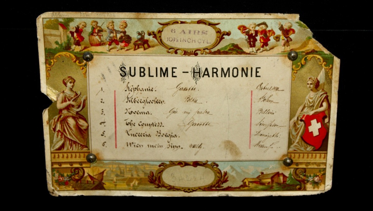 Swiss Cylinder Music Box Sublime Harmonie by Charles