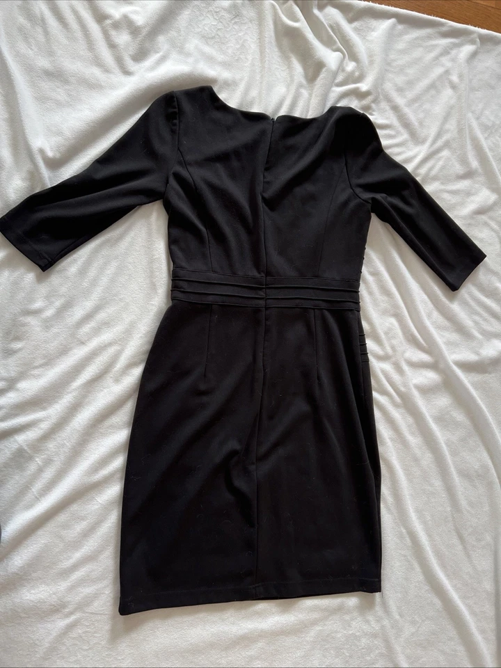 Vestido Ellen Tracy 6P Petite manga 3/4 negro Foto 3 de 3