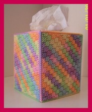 ORANGE BLUE GREEN YELLOW NURSERY HANDMADE PLASTIC CANVAS TISSUE BOX COVER TOPPER